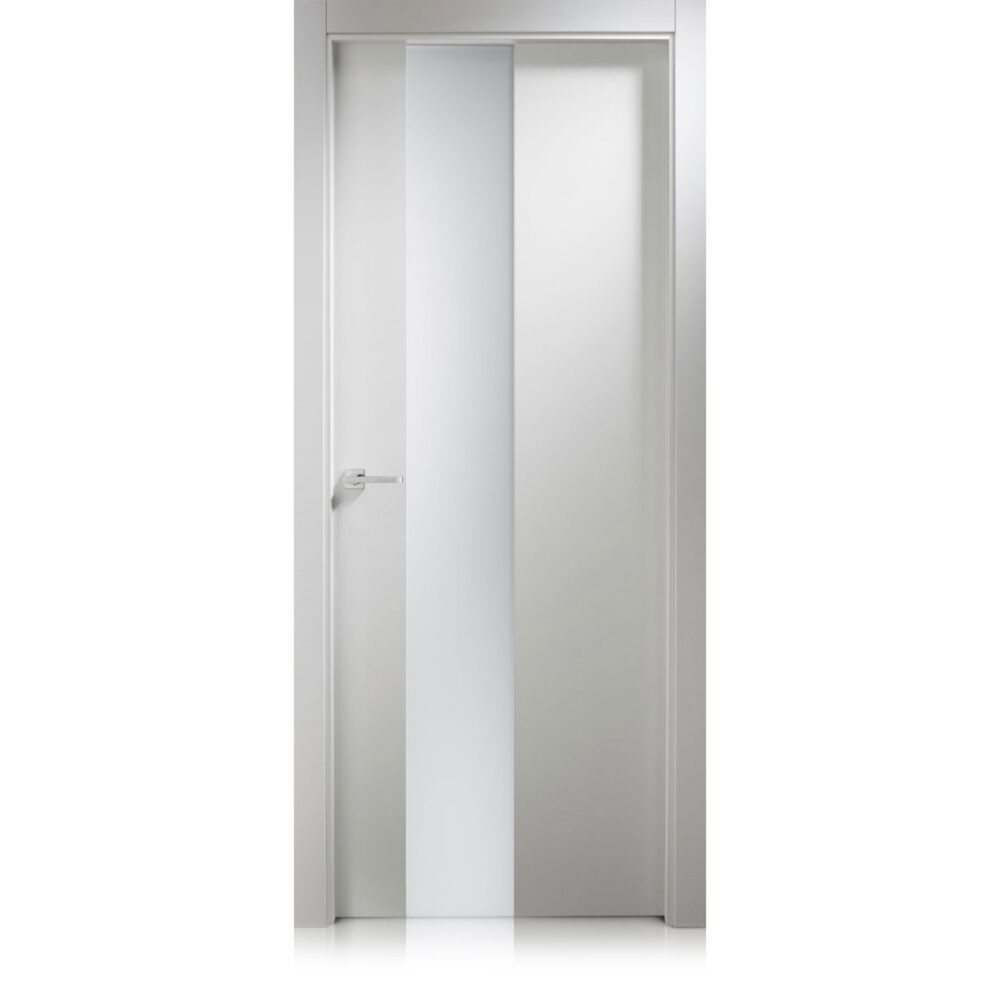 Porta da interni Ferrero Legno in laminato Mod. Liss Vetro in finitura bianca o noce con cristallo satinato o trasparente bianco