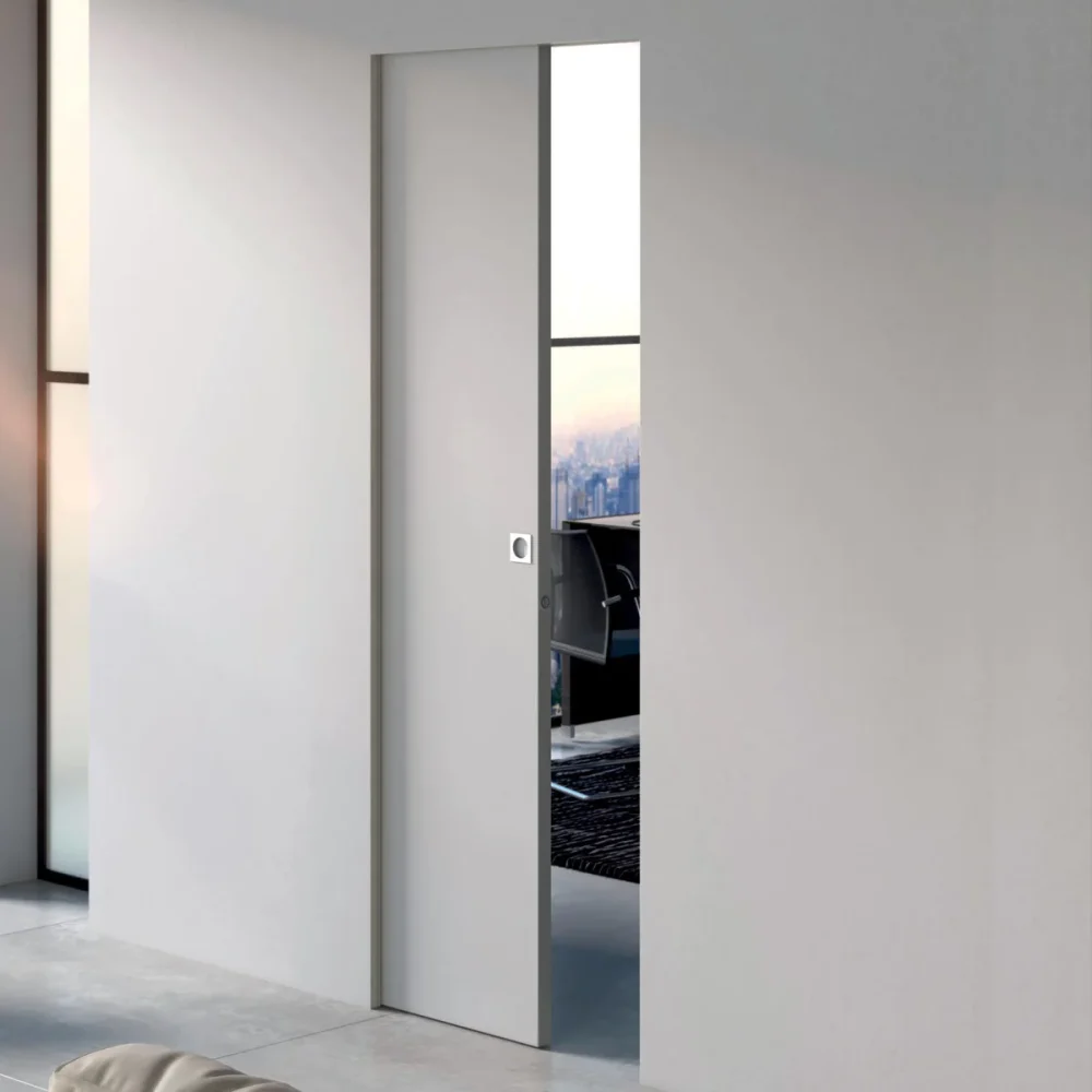 Porta Scrigno scorrevole laminata filo muro per anta singola FINITURA CARTA PER LACCATURA